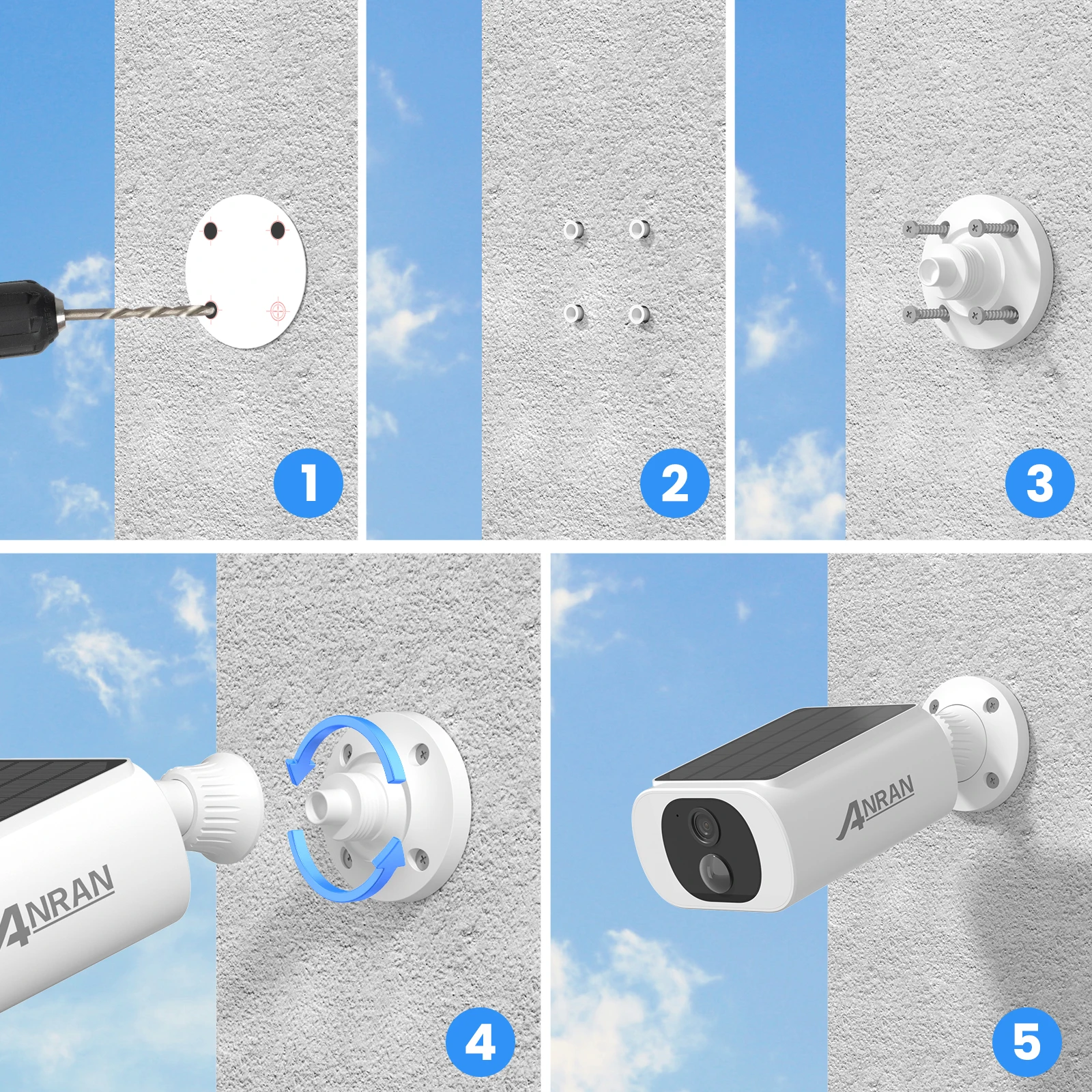 Illustration showing how to mount and angle the camera
