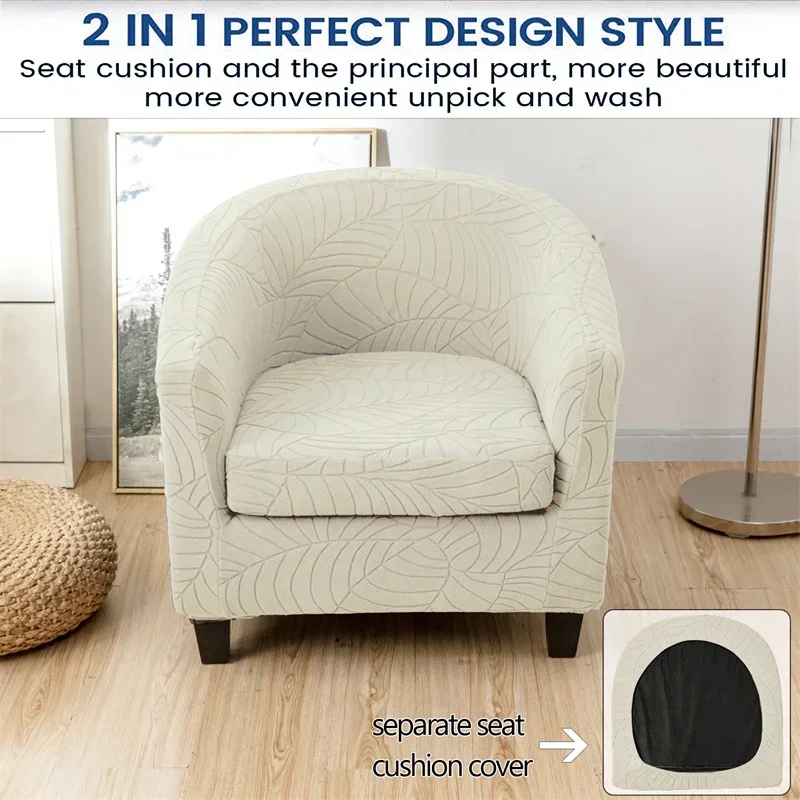 Leaves Jacquard Tub Chair Cover Image 24