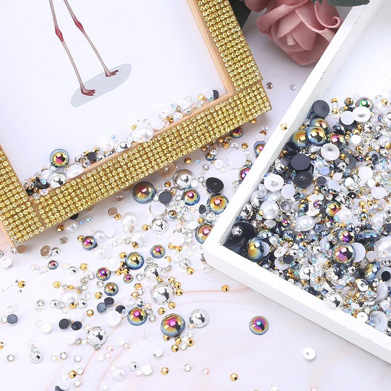 Mix Harz Strass Perlen für Kleidung Dekorationen Glitzer Nagel Edelsteine Kleber auf Flatback Kristall Perlen DIY Dekor Zubehör – Detail 7