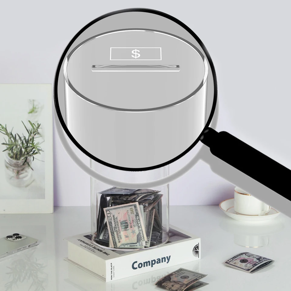 Sparschweinchen – Transparente Acrylbox für Erwachsene und Kinder, wiederverwendbar, für Münzen und Scheine, Geldkassette, sicher für Geld_voghion.com