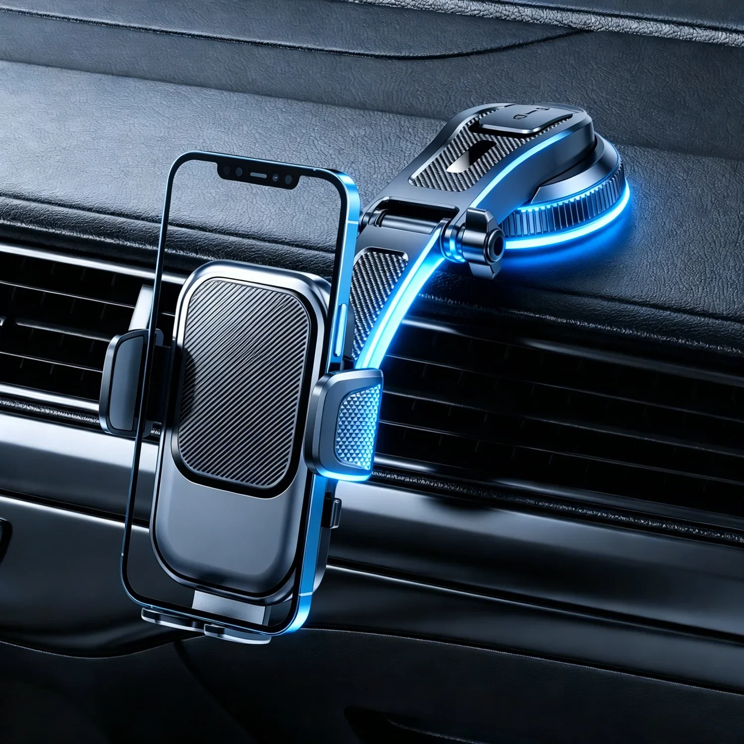 One Key Lock Car Phone Holder Mount 360° Rotation Adjustable Suction Cup Stand Dashboard/Windshield/Air Vent Cellphone Bracket