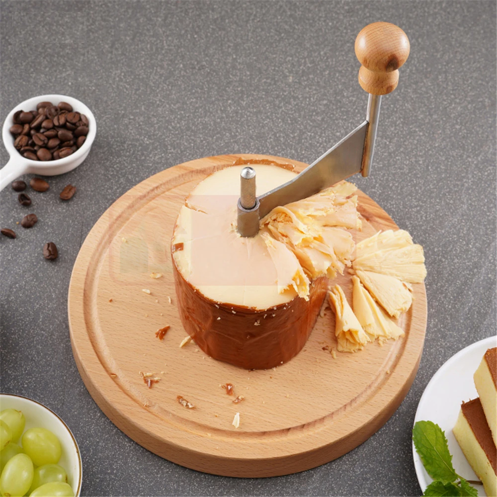 Wood Cheese Curler Spin Cheese Wheel Chocolate Multifunctional Rust-Proof  Shredder Cheese Curler Girolle with Handle