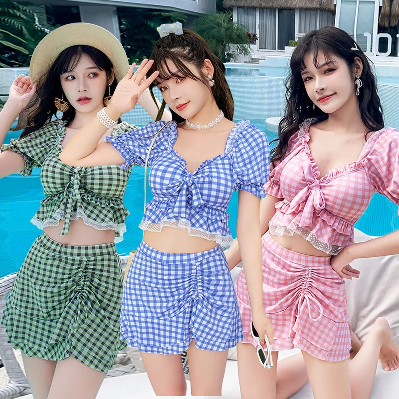 Split Swimsuit Female 2022 New Student Style Lovely Korean Two-piece Swimsuit Bandeau Fashion Swimsuit Hot Pink Wholesale