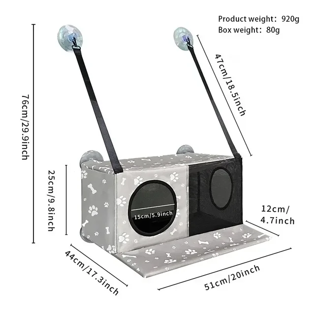 2-in-1 Cat Hammock Hanging Type Cat Nest Window Suction Cup Balcony Hanging Nest No Punching Cat Hammock Cat Nest Tunnel Toys 3
