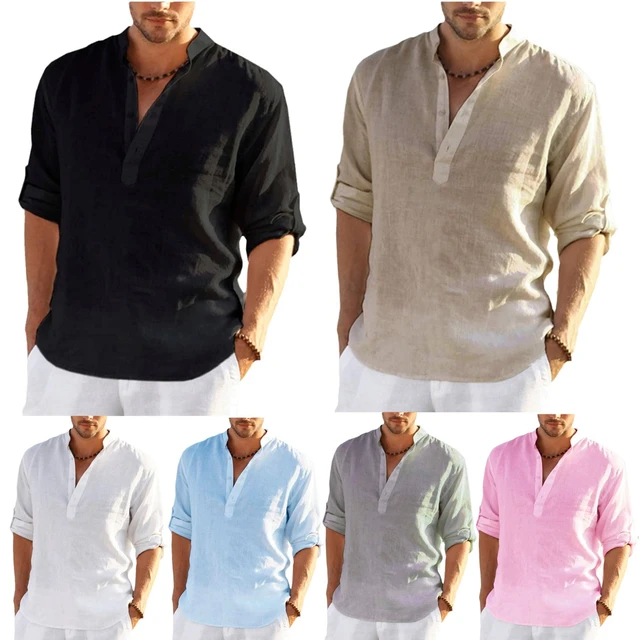 Camisetas de algodón de cuello alto para hombre, camisas informales de  manga larga sólidas, camisetas ajustadas para hombre, ropa nueva 2021 -  AliExpress