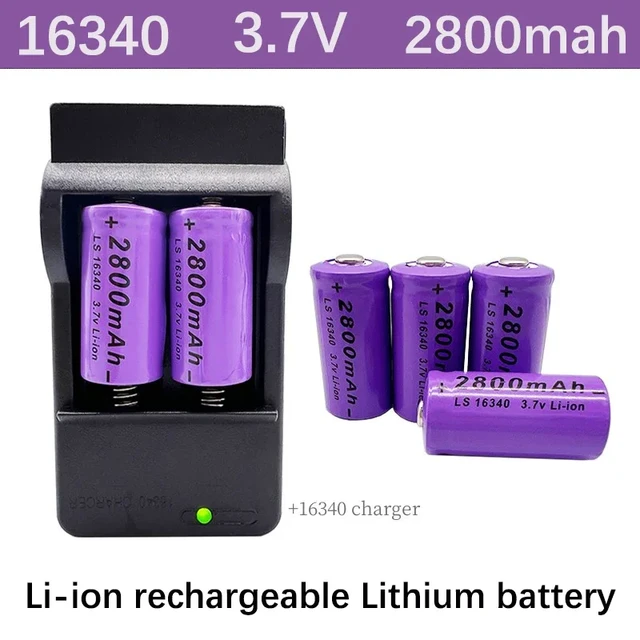 NEW 3.7V 2800mAh lithium-ion 16340 battery+charger CR123A