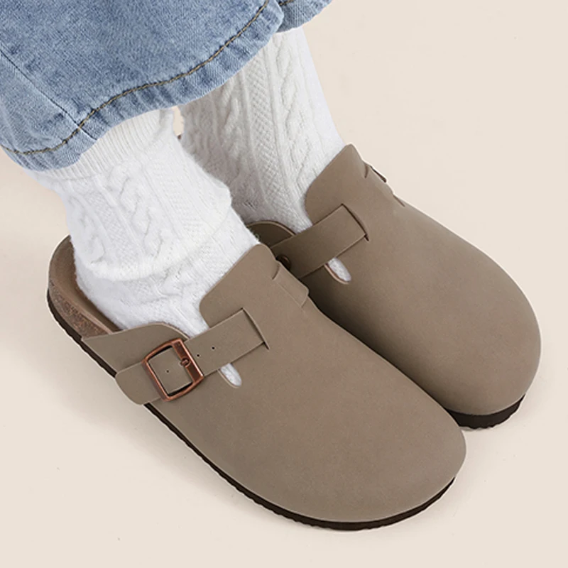 Litfun Fashion Suede Clogs For Women Men Slip-on Cork Footbed Mules And Slippers Soft With Arch Support Cork Cozy Footbed Sandal