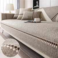 1PC Cotton Linen Sofa Cover All Seasons Universal Pet Kids Sofa Mat Towel Anti-Slip L Shaped Couch Cushion for Living Room 1