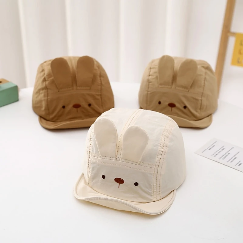 

Cartoon Bunny Ear Baby Baseball Hat Spring Summer Soft Brim Mesh Kid Sun Hat for 0-3Y Baby Boy Girl Outdoor Peaked Cap Bonnet