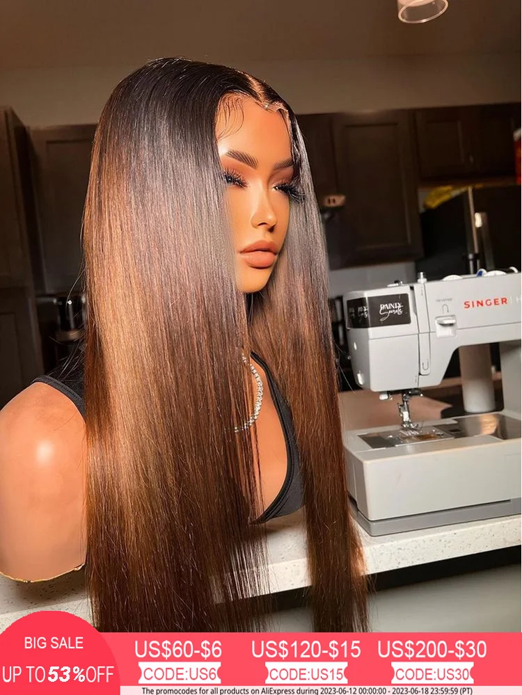 Chocolate Brown Straight 13x6 Lace Front Wig 180density 4x4 Lace Wig