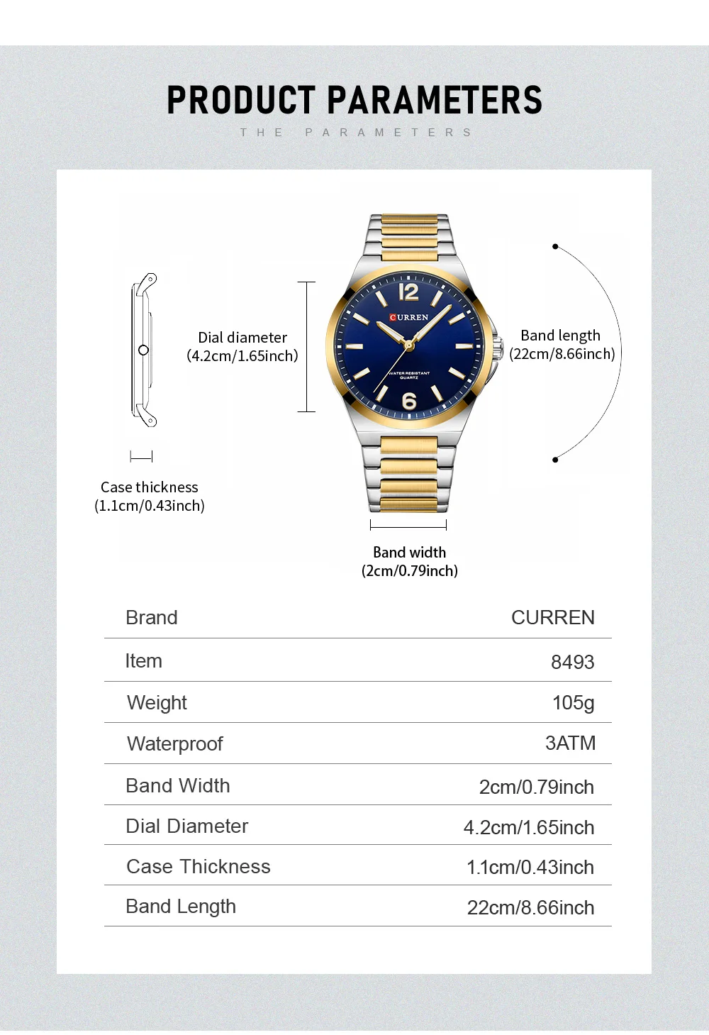 CURREN Minimalist Business Watch for Men Classic Quartz Black Wristwatch with Stainless Steel Band Luminous Hands Waterproof