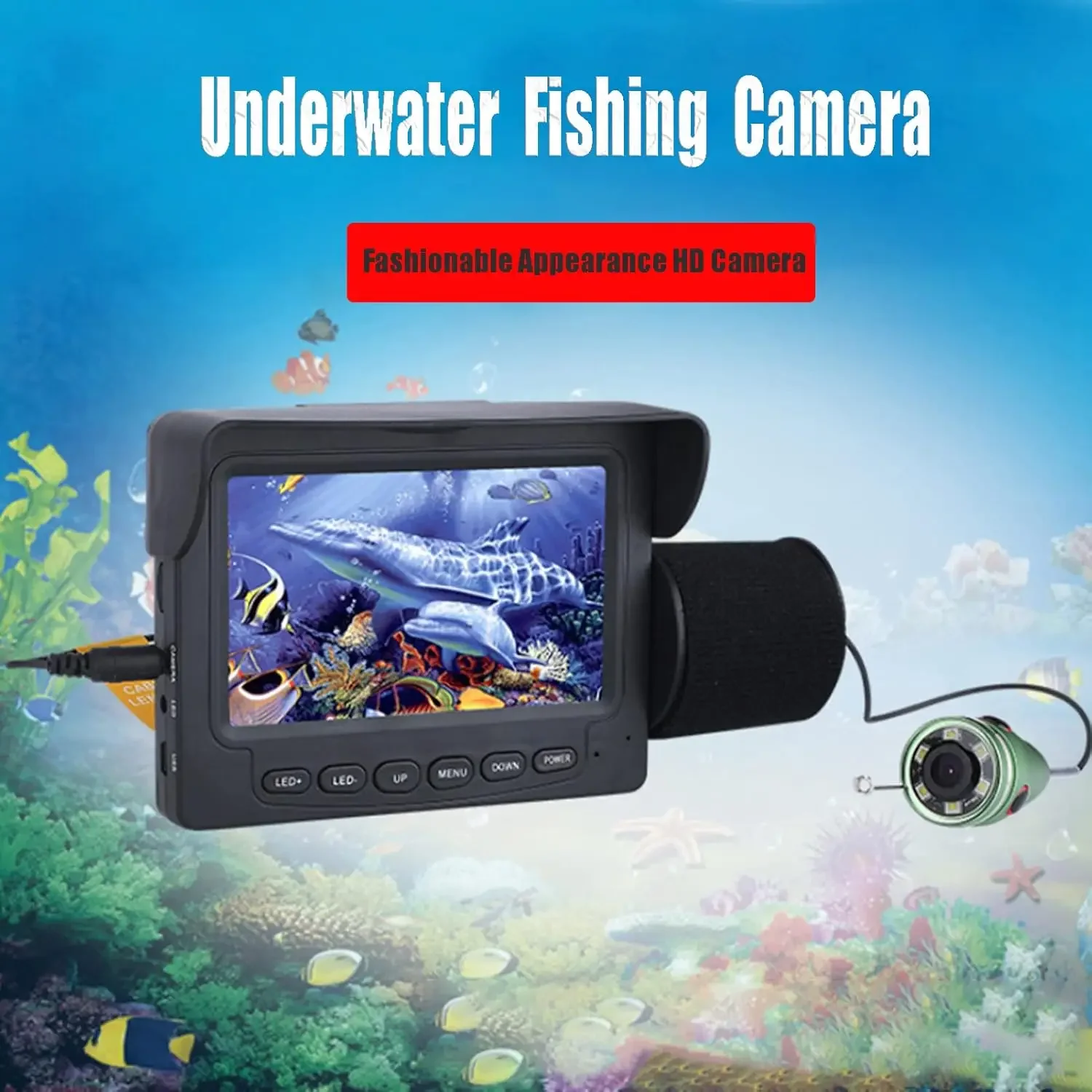 Fish Finder Kit Underwater Fishing Camera 4.3'' Display Portable Video Fish Finder Led Brightness Adjustment