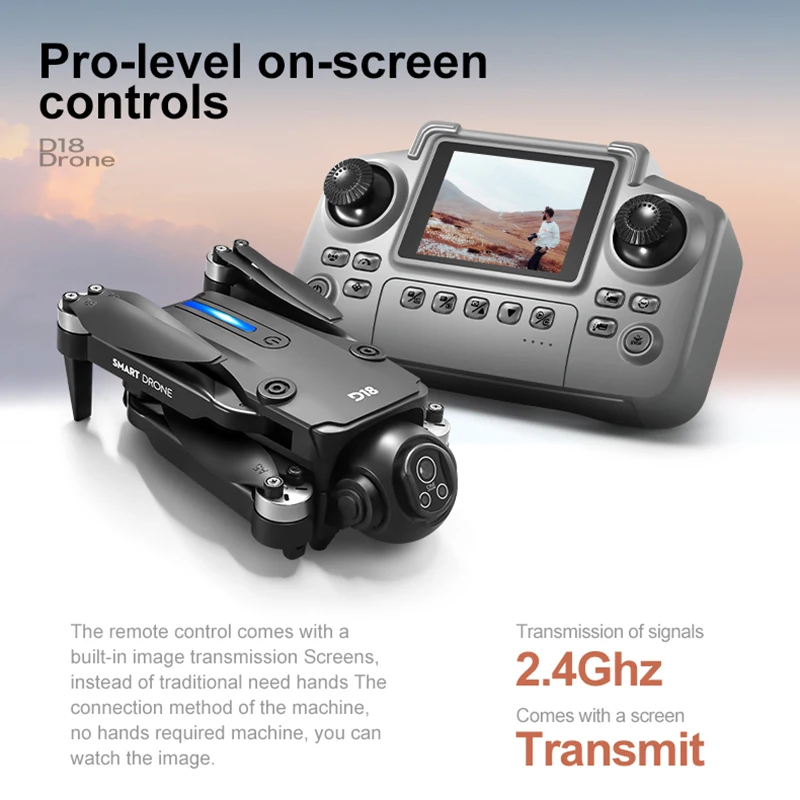 Drone Mini D18 8K Moteur Brushless Évitement Obstacles