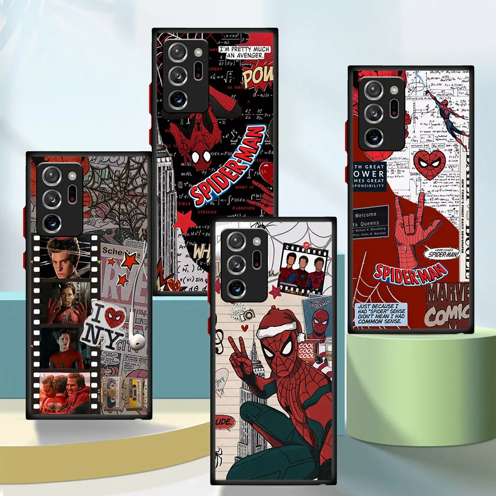Custodia Per Samsung Galaxy S21 Note 20 Ultra 10 Plus 8 9 S20 S23 S22 Note 10 Note 20 5G Cover Marvel Spiderman Hero Clear Soft