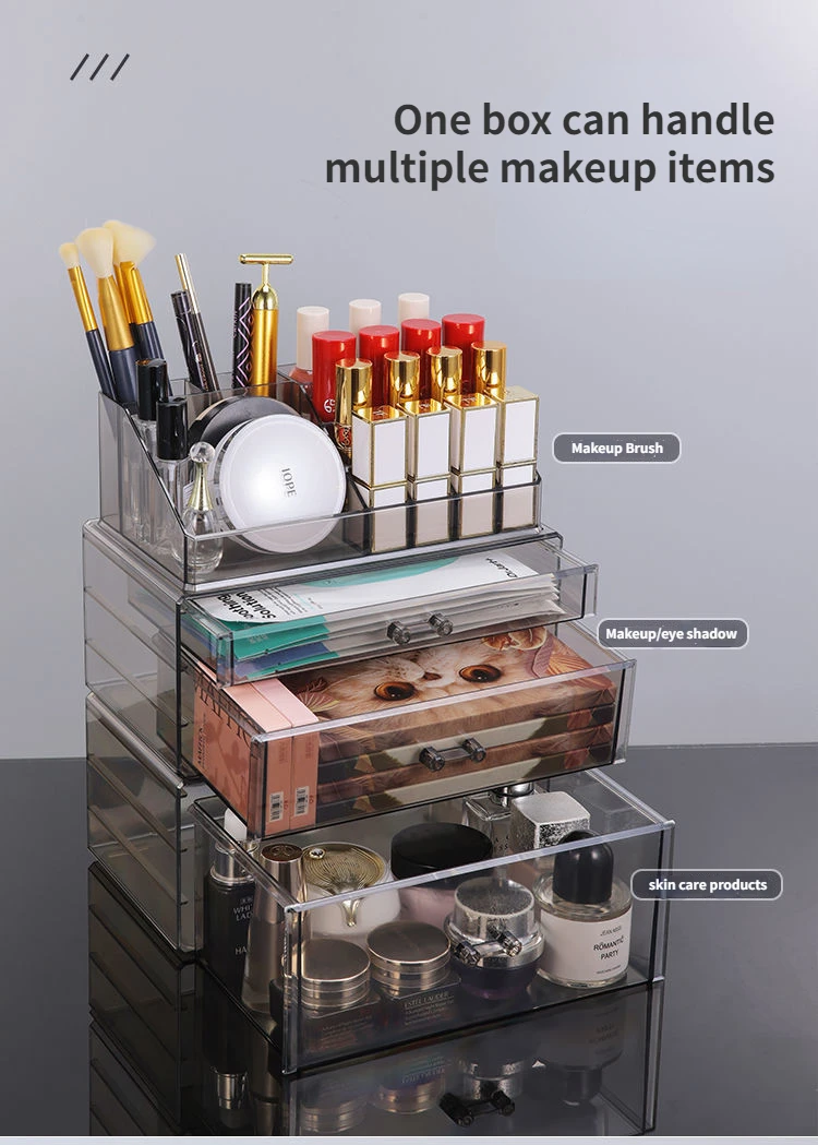 Description Picture 5 of itemDrawer Acrylic Clear Makeup Storage Organizer Large Cosmetic Display Case Stackable Drawers Dresser for Skin Care Makeup Storage