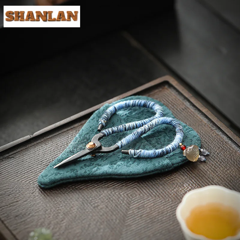 Handmade Woven Rope Vintage Plum Cut Stainless Steel Cut Window Yarn Tailor Cross Stitch Tea Bag Tea Ceremony Accessories