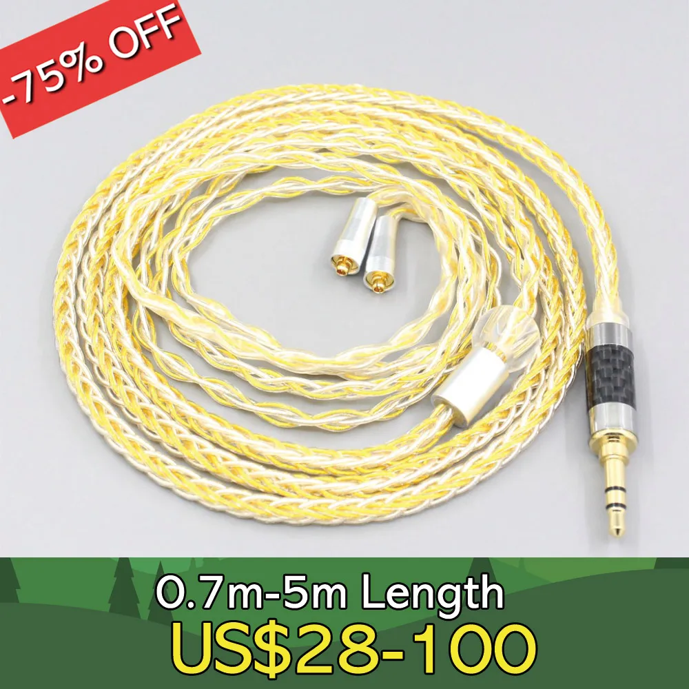 

8 Core OCC Silver Gold Plated Braided Earphone Cable For Westone W40 W50 W60 UM10 UM20 UM30 UM40 UM50 Pro LN007302