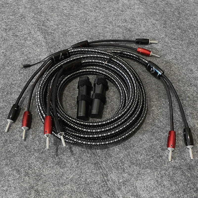 K2 Speaker Cable Banana Plug Solid PPS Silver Bi-wire HiFi Audio Line Y Spade Connector