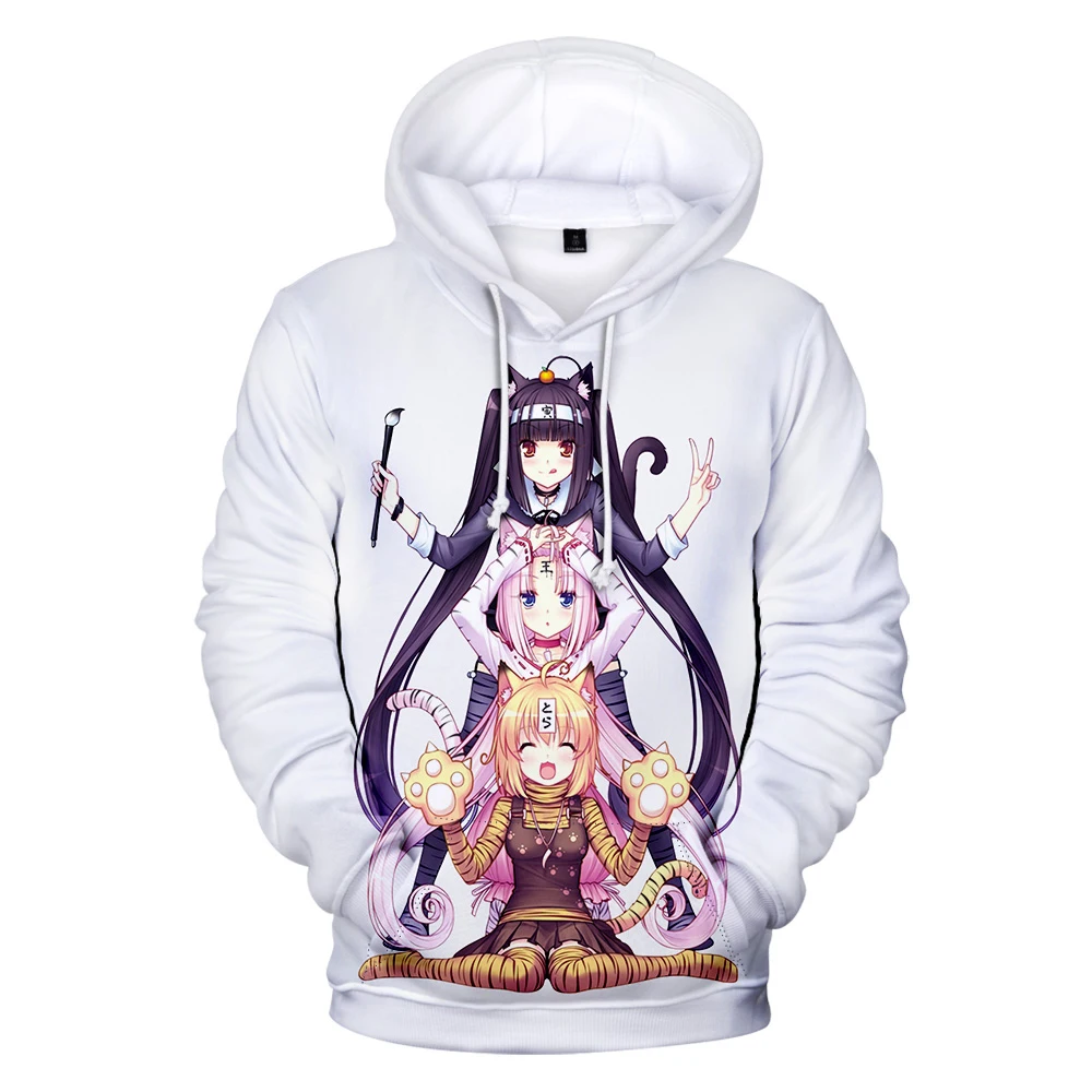 Hip hop luxo nekopara jogos anime 3d impressão pullovers moletom com capuz moletom meninos/meninas bonito bonito bonito moletom