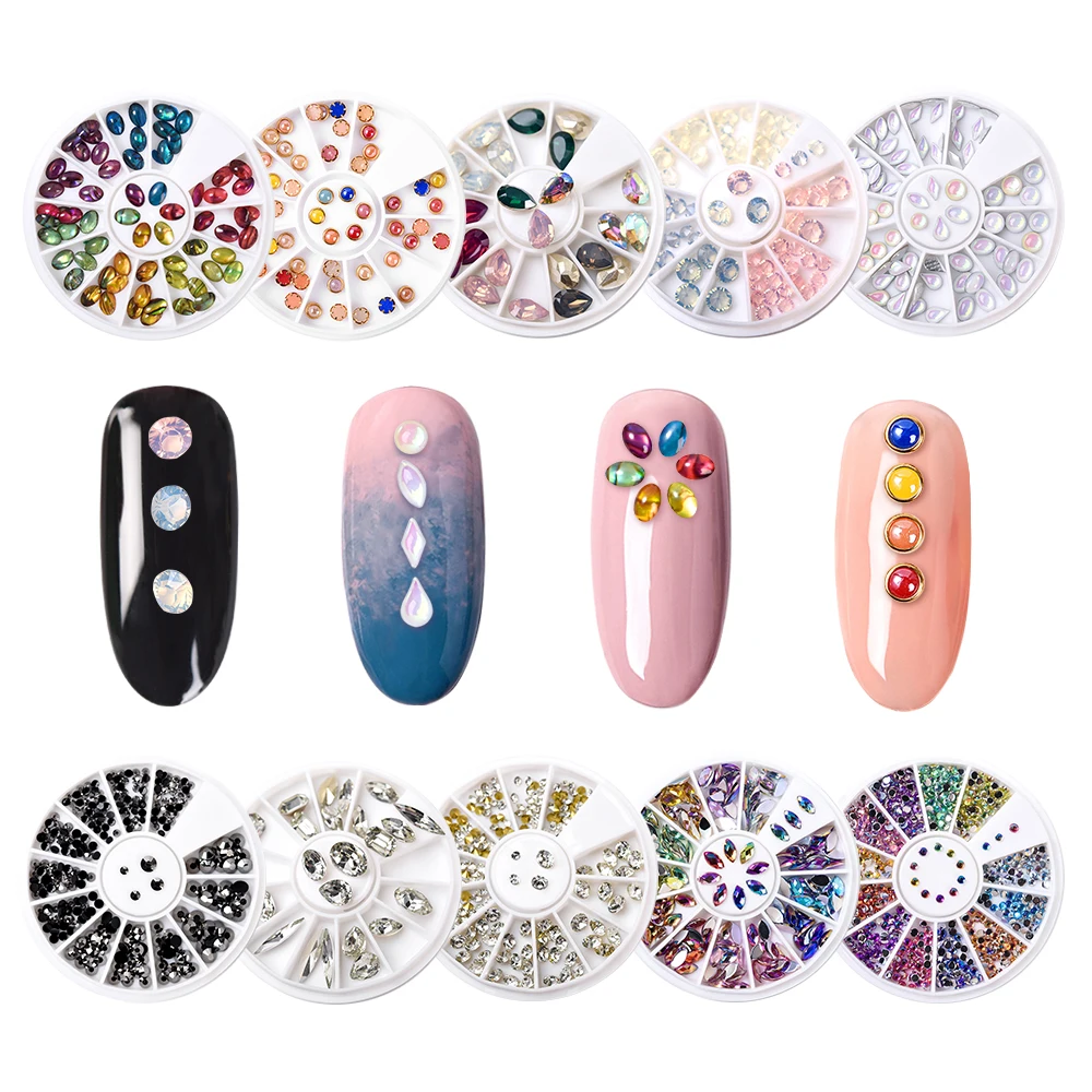 Mixed 3D Nail Art Glitter Rhinestone Irregular Crystal Gems Manicure Decoration Stone In Wheel DIY Accessories Nail Supplies 3