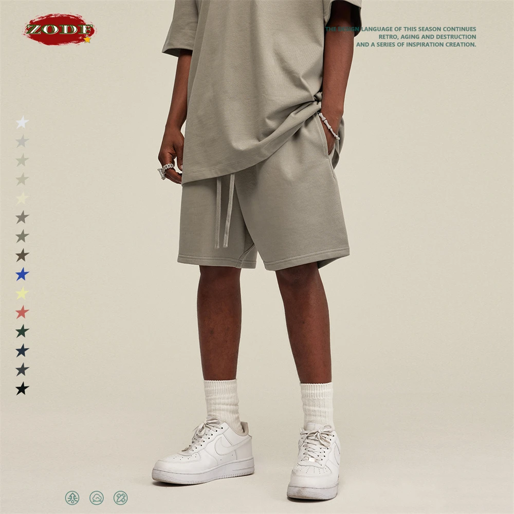 ZODF 2025 Summer Men Heavy Weight 425gsm Cotton Shorts Unisex Women Loose High Street Comfortable Solid Pants Streetwears HY0495 2