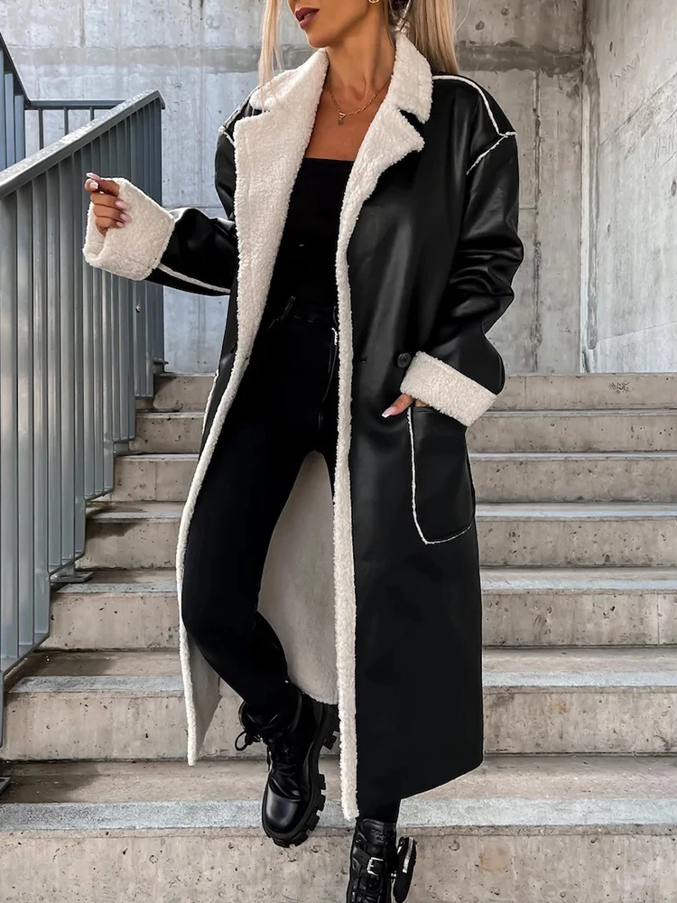 

Длинный кардиган, верхняя одежда, Женская осенне-зимняя Толстая куртка с поясом и карманами на одной пуговице, Женская куртка с отложным воротником, уличная одежда 2022