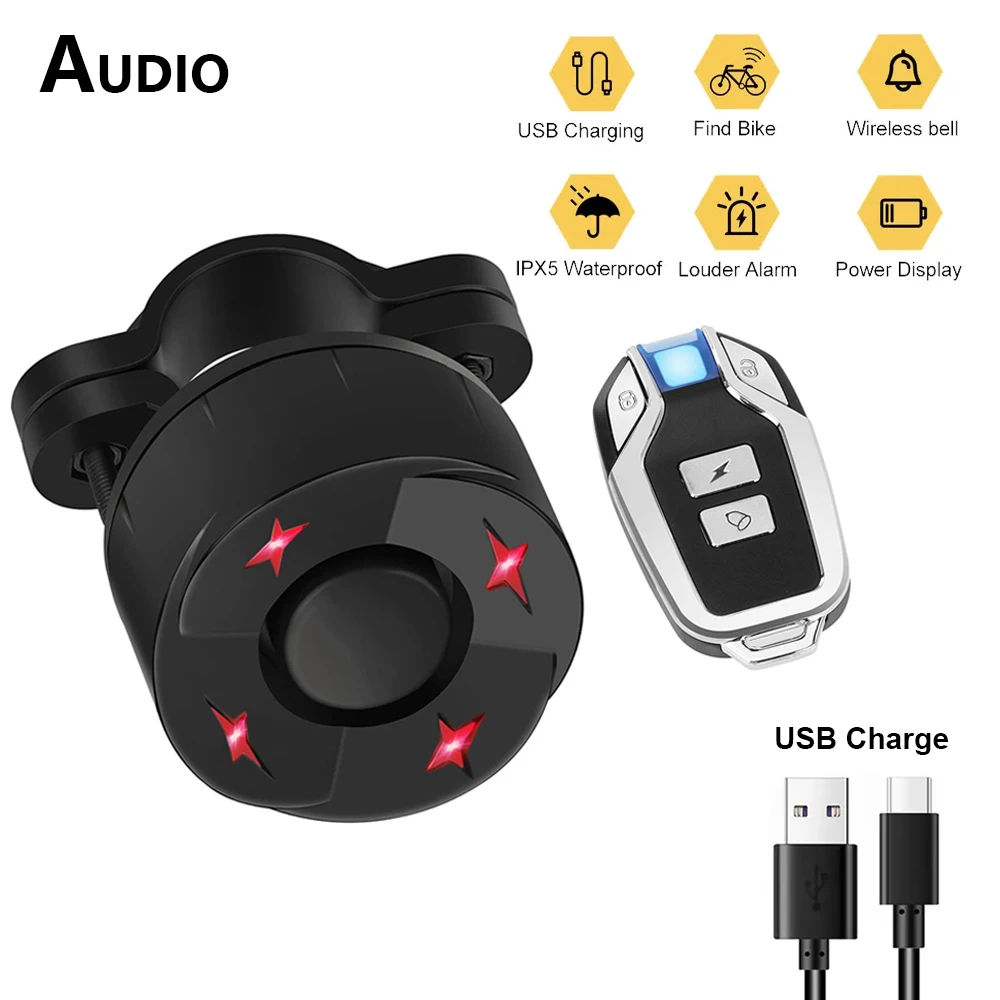 Bike Alarm Wireless Waterproof Bicycle Burglar Alarm USB Charge Electric Motorcycle Scooter Security Protection Anti theft Alarm