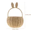 Bunny Rattan Woven Basket Rabbit Ear Storage box Paper String Handwoven Easter Party Candies Basket Rabbit Picnic home room deco 3