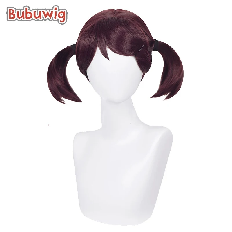 Bubuwig Synthetic Hair Anime Becky Blackbell Cosplay Wigs 30cm Women Short Straight Wine Red Ponytail Wigs Heat Resistant