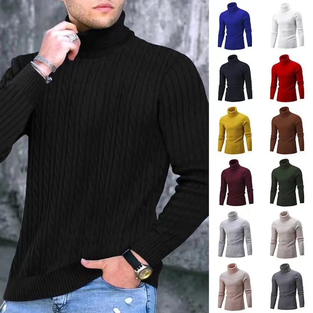 Autumn Winter Male Turtleneck Sweater Long Sleeve Knit