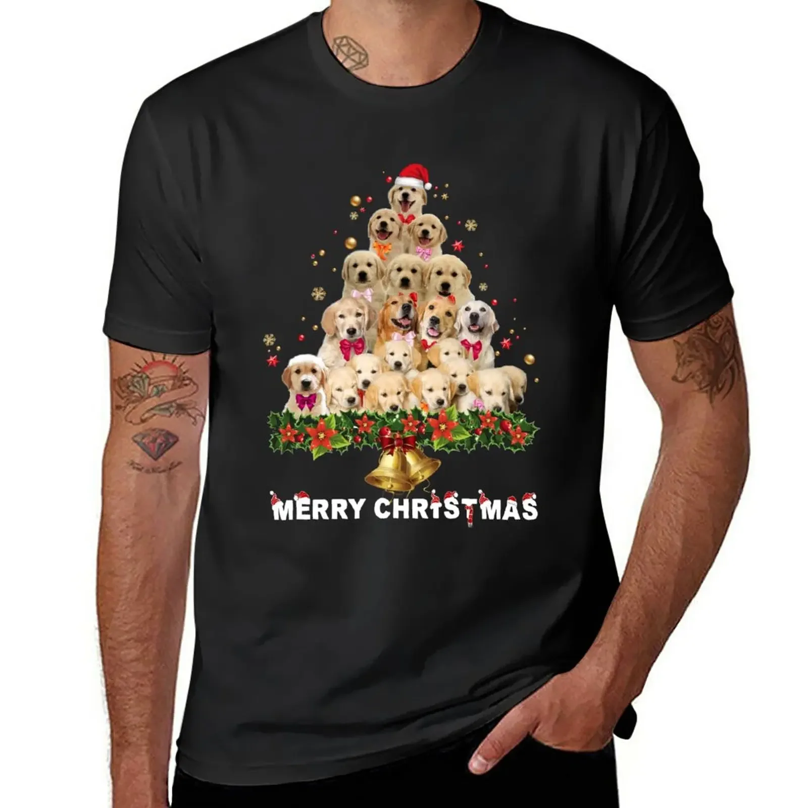 

MERRY CHRISTMAS TSHIRT, Dog Shirt Cute Golden retriever Merry Christmas Shirt T-Shirt customs T-shirts for men cotton