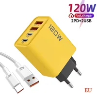 Xiaomi 120 Вт 4-портовое зарядное устройство USB Type C Быстрая зарядка PD Настенный адаптер для мобильного телефона Quick Charge 3.0 для iPhone 16 Samsung Xiaomi — изображение 2