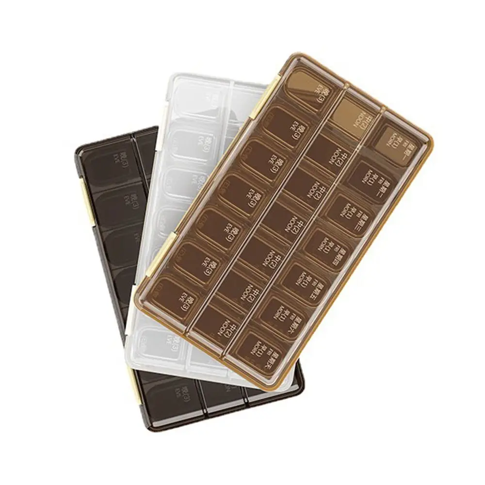 21/28 Grid Pill Organizer Box Portable Clear Medicine Organizer Plastic Moisture Proof Pill Storage Box Monthly Medication Plan