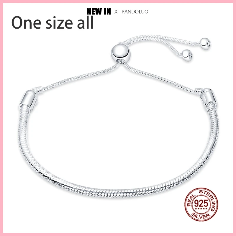 thumbnail image 1 of Gran oferta de pulsera de cuentas con cadena de serpiente y circonita en forma de corazón para mujer, abalorio de plata 925 compatible con cuentas Pandora originales, joyería DIY, Buen regalo, 1 of 5