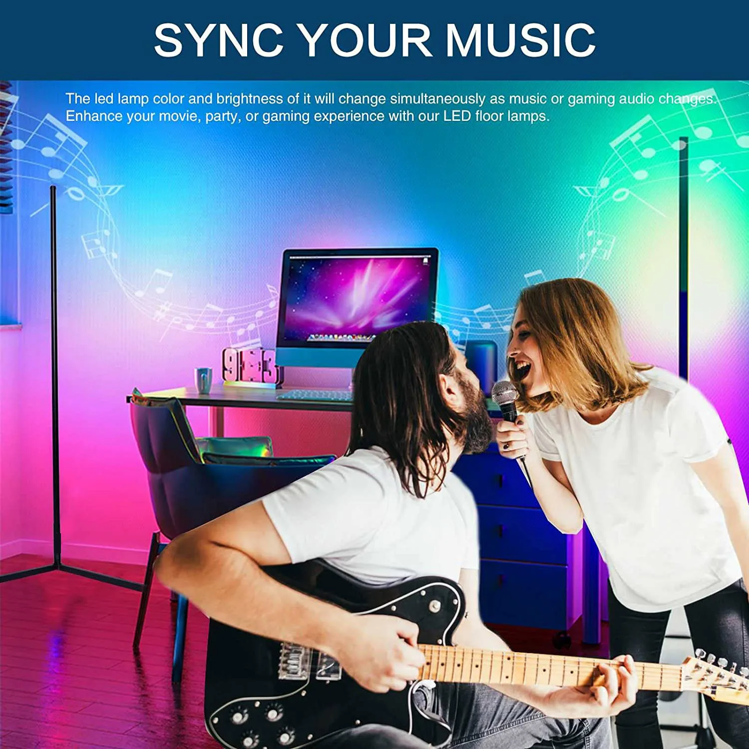 Smart Tuya RGB Corner Floor Lamp for Mood Lighting