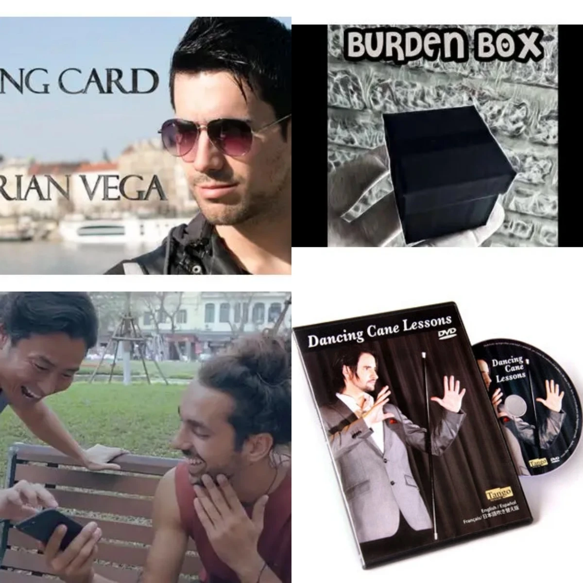 

Billing Card by Adrian Vega，Burden Box by Paul Hamilton，Cheese Smile by Smagic Productions，Dancing Cane Lessons by Tango- Magic