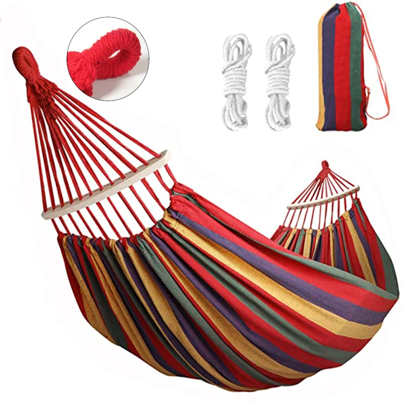 Portable Camping Hammock Backpacking Outdoor Lightweight Picnic Canvas Hammocks Garden Single Hanging Bed Swing Furniture