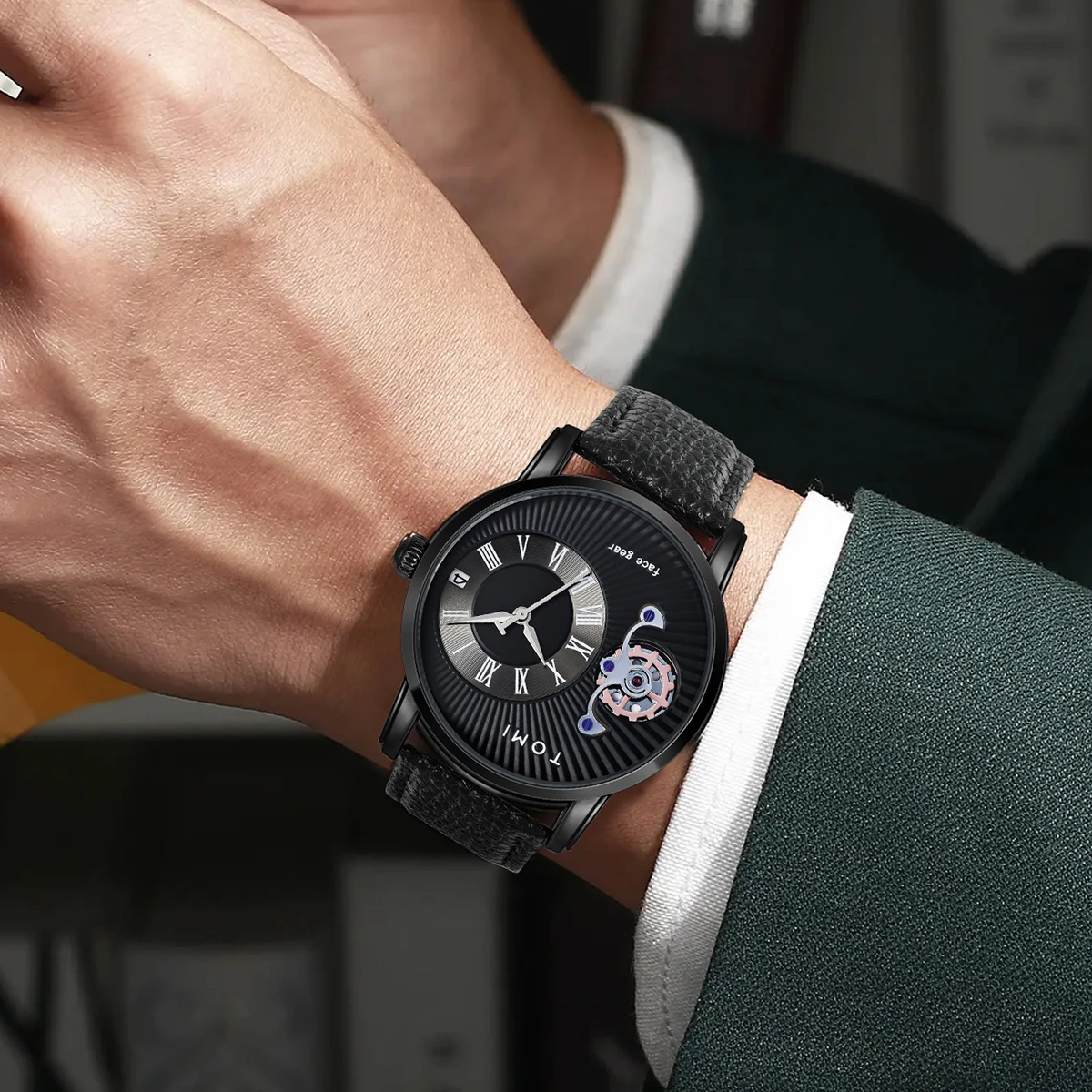 TOMI Classic Minimalist Men's Watch Gift Set Luxury Business Men's