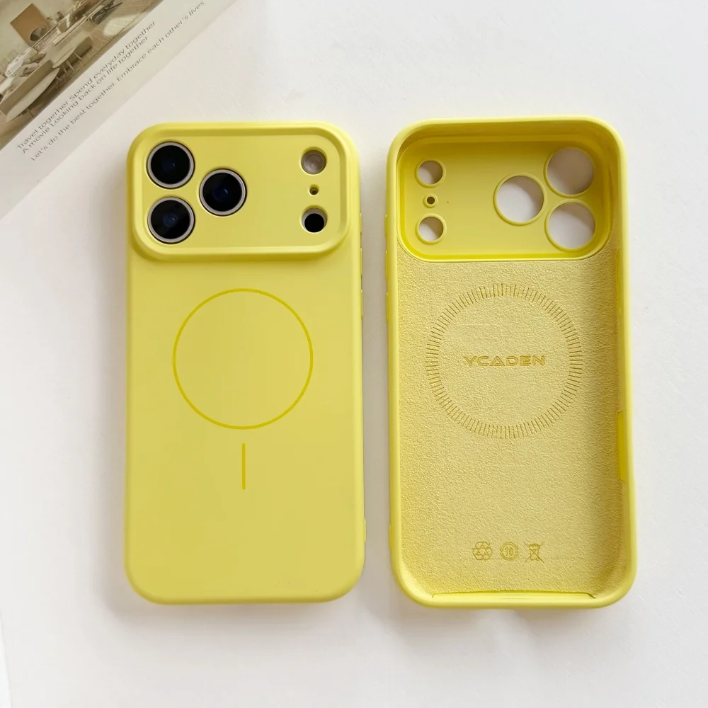 Soft Liquid Silicone Magnetic Phone Case with Shockproof Lens Protection and Magsafe Compatibility