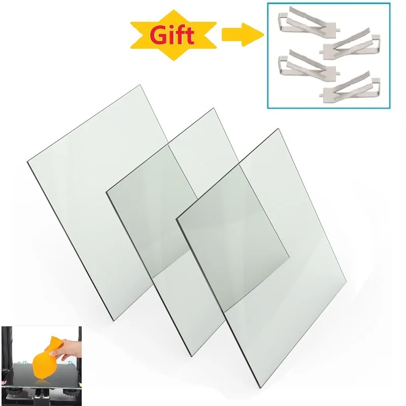 Kossel Delta Creality Ender3 용 메가 3D 프린터 가열 침대, 붕규산 강화 유리 평면 투명 사각 원형 214 220mm 