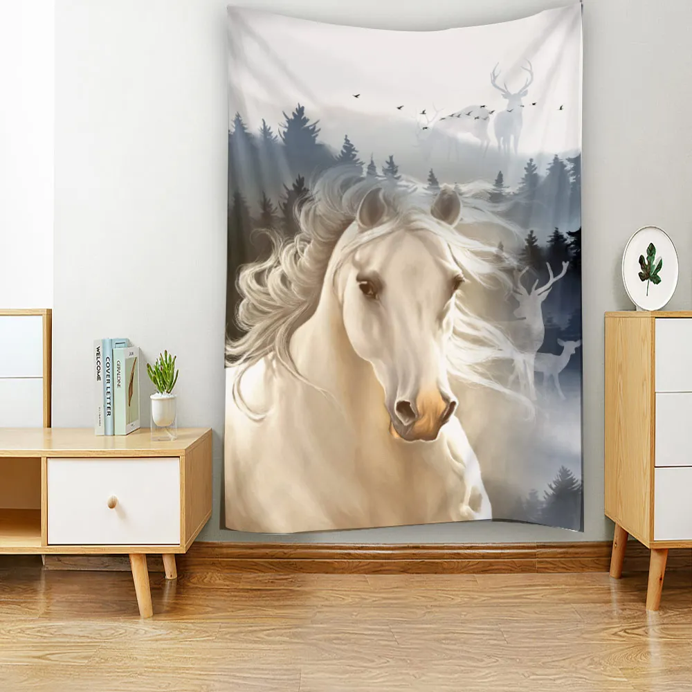 Tapestry Decor Pentium Horse Print Wall Hippie Tapestry Polyester Fabric Home Decor Wall Rug Carpets Hanging Big Couch Blanket