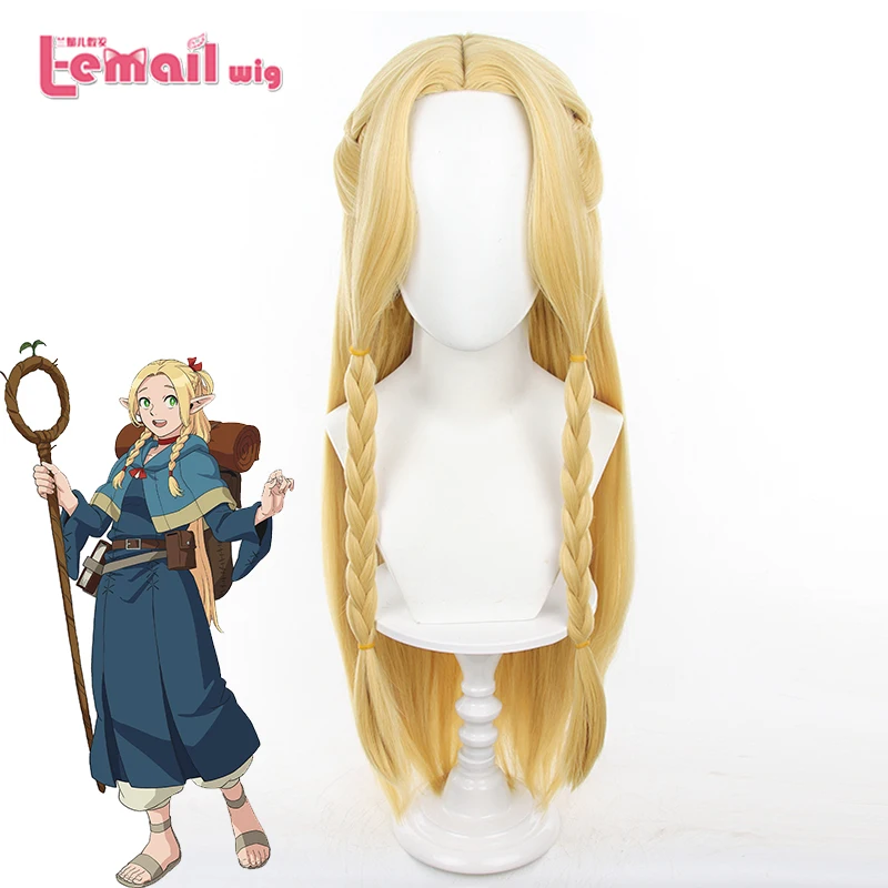 

L-email wig Synthetic Hair Delicious in Dungeon Marcille Donato Cosplay Wig 80cm Long Yellow Wigs Heat Resistant Wig