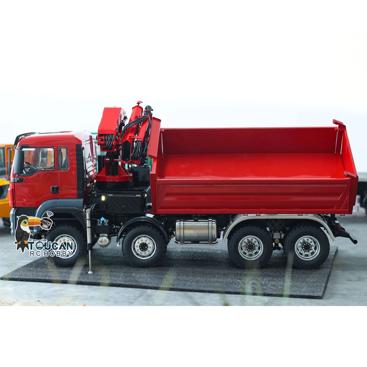 RTR LESU 8X8 1/14 RC Hydraulic Crane Truck Dumper 2-speed Car Model PL18EV Remote Control Vehicle Tipper with Lights Sounds Toys 5