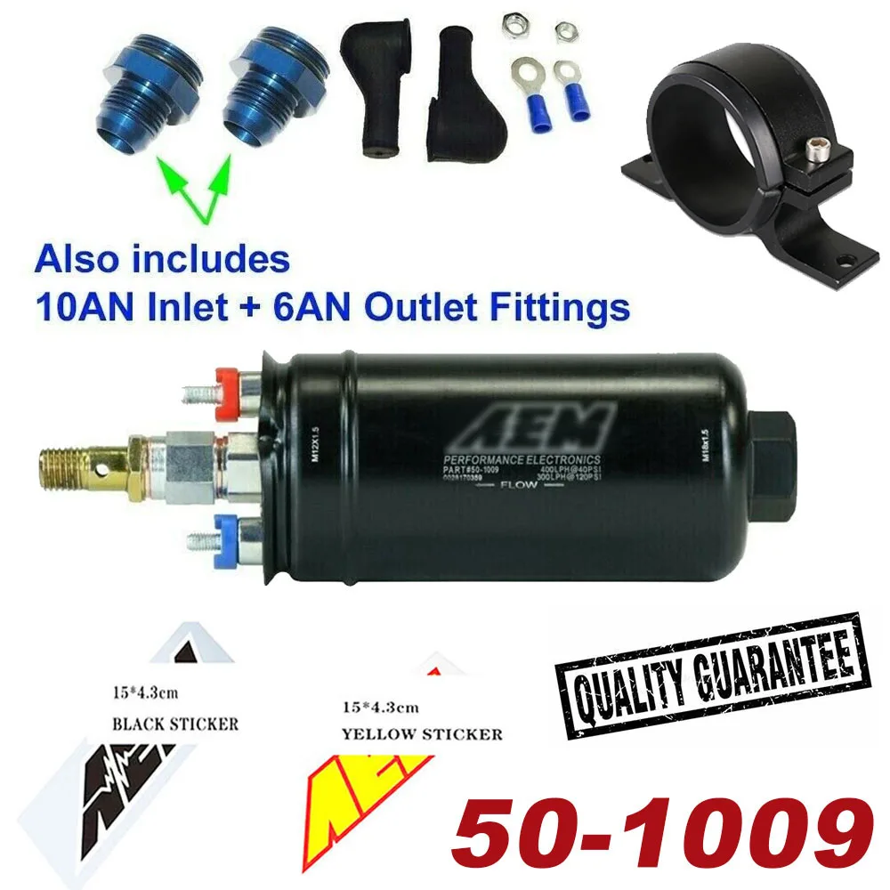 501009 400LPH 150PSI For AEM High Pressure Inline Fuel Pump Kit E85 E90 Compatible For Bosch