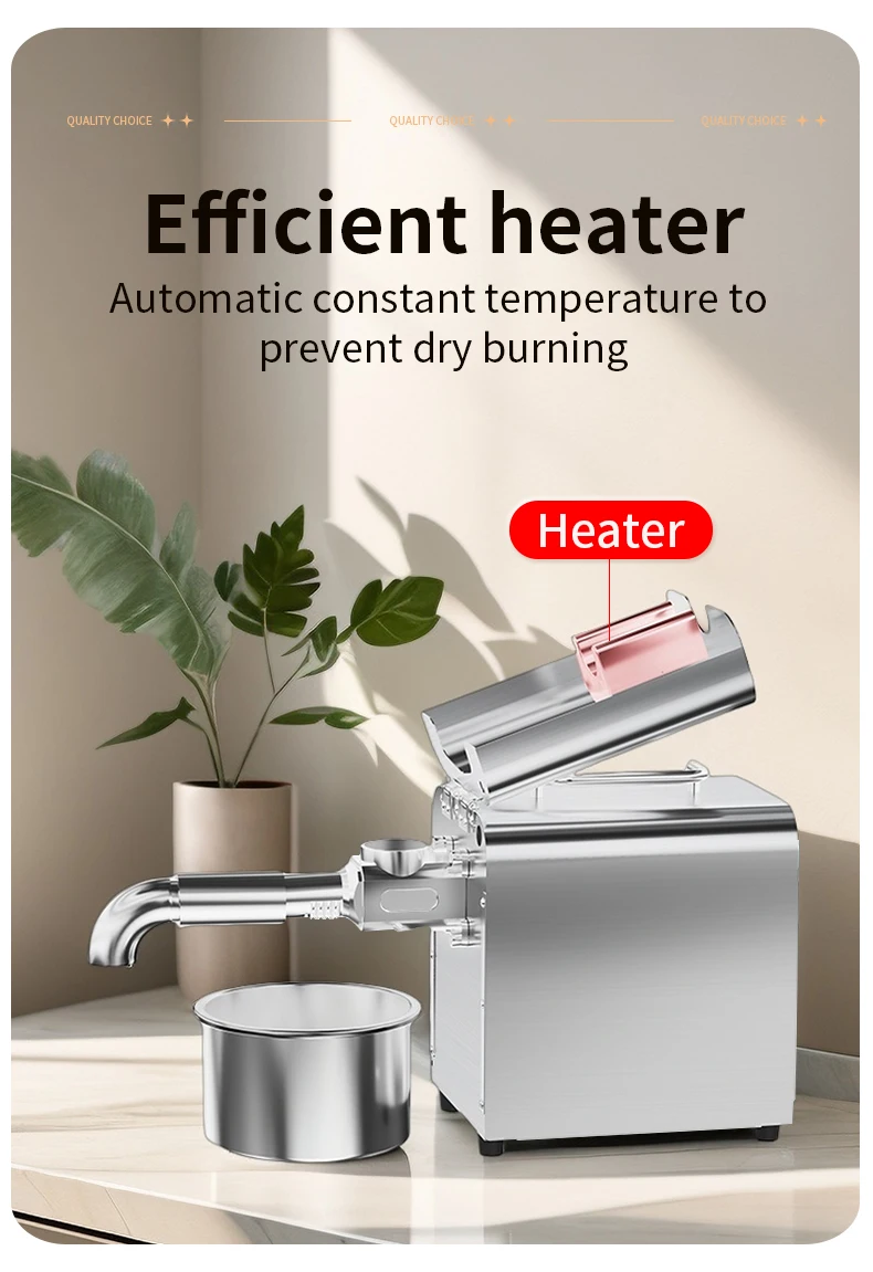 Description Picture 6 of itemElectric Oil Press Machine,Cold/Hot Press for Home Use Automatic Oil Extractor for Peanut/Sesame/Sunflower Seeds,Stainless