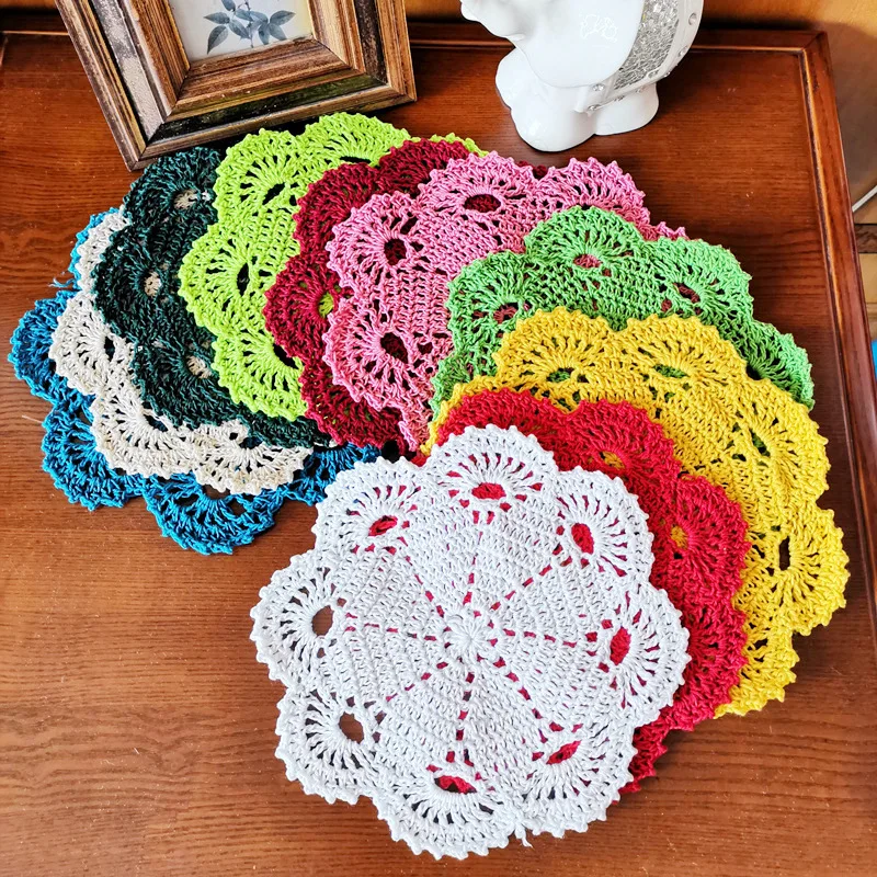 Pure Handmade Edelweiss Coaster Crochet Flower Woven Cotton Hollow Lace