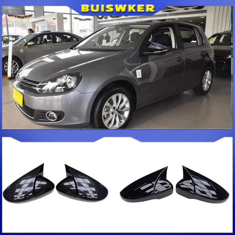

For Volkswagen GOLF 6 VI MK6 GTI R Line R20 Touran Carbon Fiber Pattern Mirror Case Black Side Wing Rearview Mirror Cover