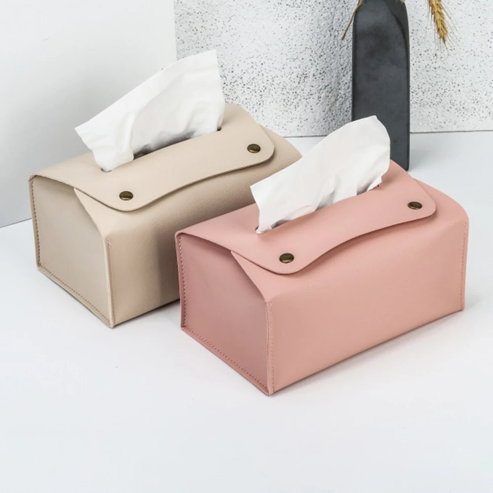 1 Household Pu Leather Tissue Box Desktop Decoration Suitable For Dining Room Living Room Kitchen Tissue Storage