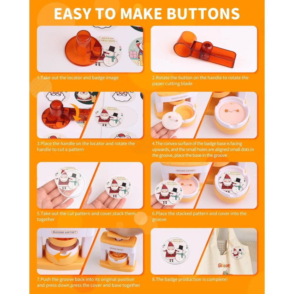 Unique Gift Badge Maker Button Maker Machine with 48pcs Button Parts & Stickers & Circle Cutter for Family Members and Friends
