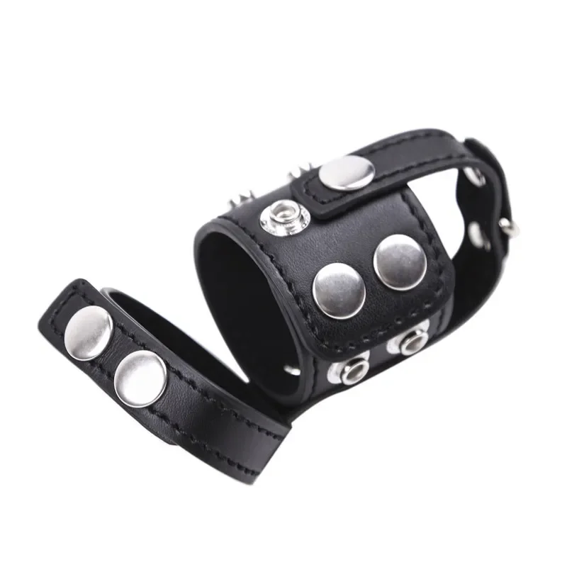 Genuine Leather Scrotum Testicle Weights Ball Puller Penis Ring Cock Chastity Cage Bondage Delay Lasting Training Sex Toys 18
